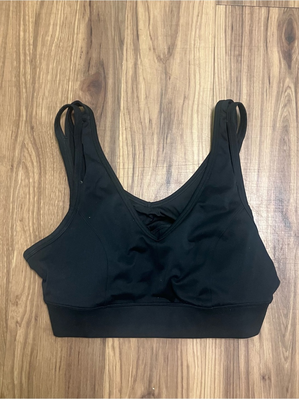 Supportive Black V-Neck Bralette with Double Straps